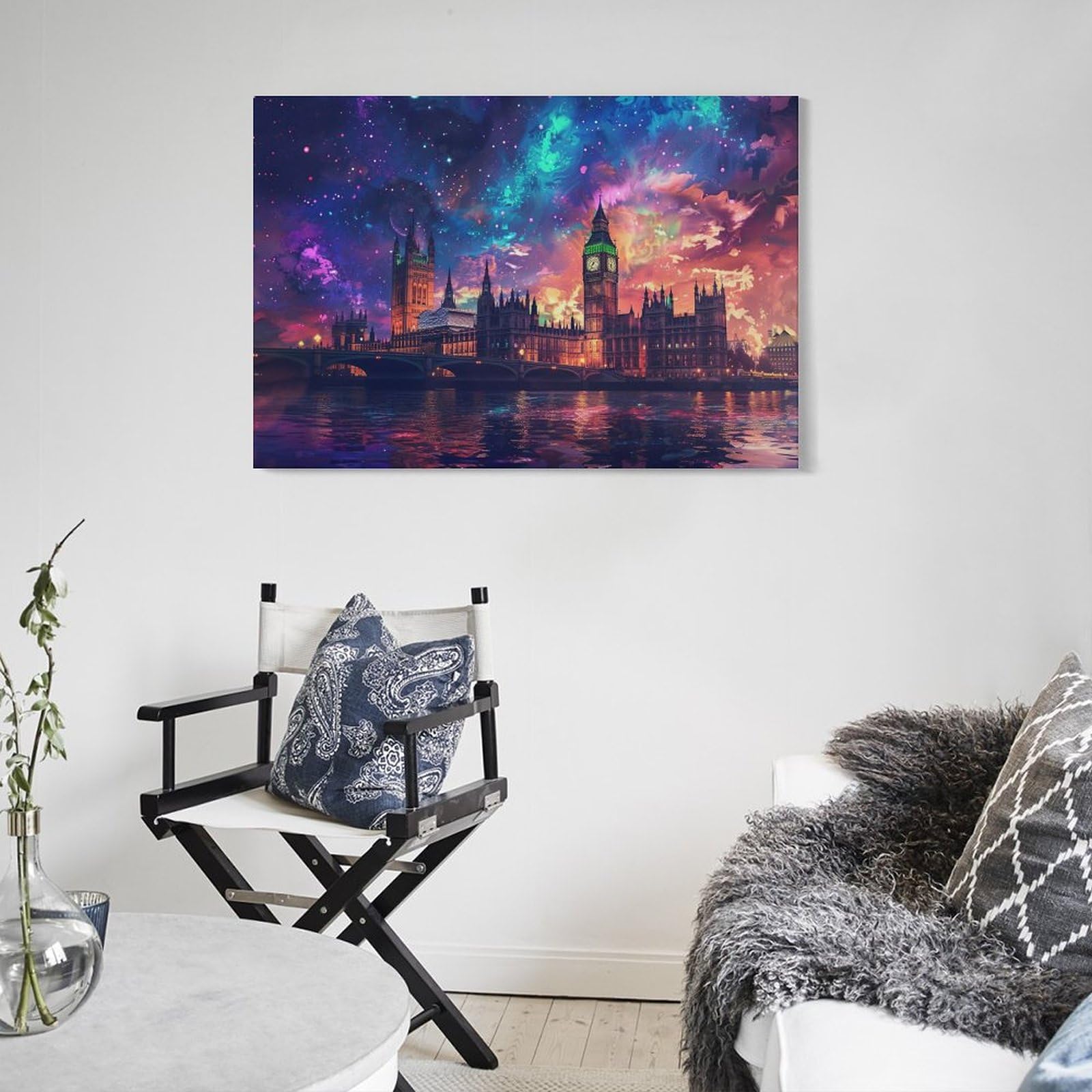 Amazon.co.jp: 絵画 美しい夜景の下でロンドンのビッグ ベンと